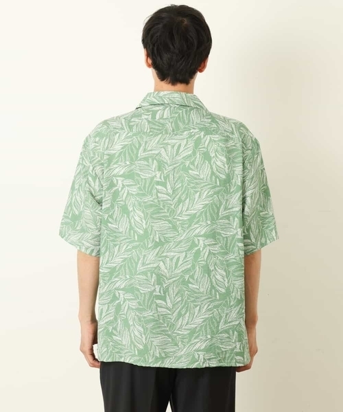 a.v.v（アーヴェヴェ）の「線画リーフ柄オープンカラーシャツ（シャツ/ブラウス・メンズ・ブラック/ミント・46/48/50）」の11枚目の写真