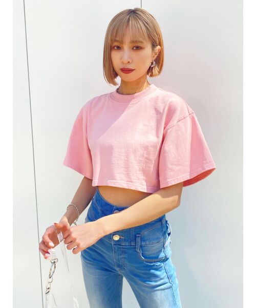 EMODA(エモダ)の「ヘムシャープショートTシャツ(Tシャツ/カットソー・レディース・ブラック/ピンク/ホワイト・FREE)」の13枚目の写真