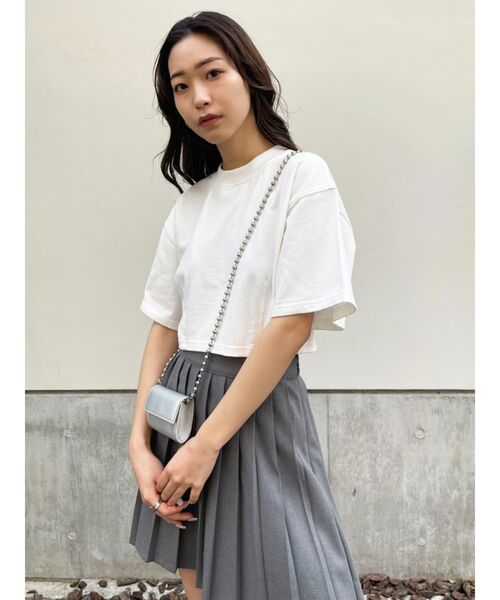 EMODA(エモダ)の「ヘムシャープショートTシャツ(Tシャツ/カットソー・レディース・ブラック/ピンク/ホワイト・FREE)」の14枚目の写真