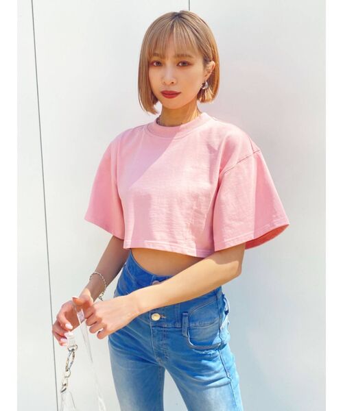 EMODA(エモダ)の「ヘムシャープショートTシャツ(Tシャツ/カットソー・レディース・ブラック/ピンク/ホワイト・FREE)」の18枚目の写真