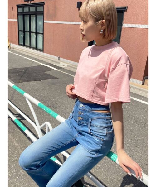 EMODA(エモダ)の「ヘムシャープショートTシャツ(Tシャツ/カットソー・レディース・ブラック/ピンク/ホワイト・FREE)」の15枚目の写真