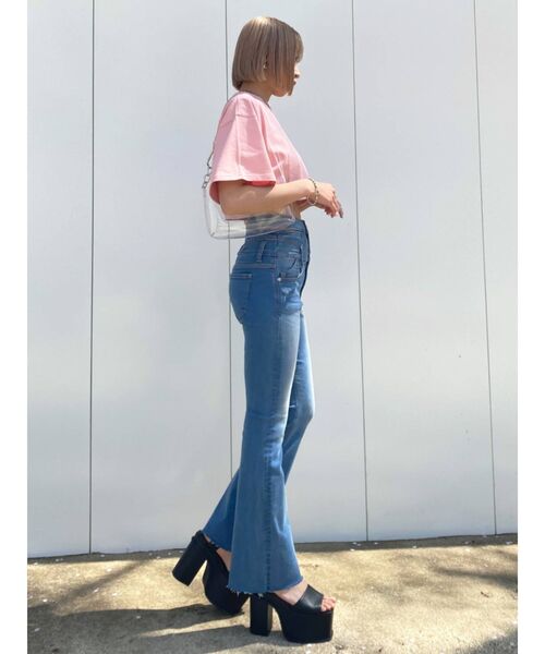 EMODA(エモダ)の「ヘムシャープショートTシャツ(Tシャツ/カットソー・レディース・ブラック/ピンク/ホワイト・FREE)」の21枚目の写真