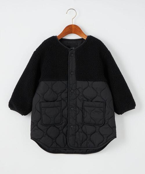 green label relaxing（グリーンレーベルリラクシング）の「TJ ボア×キルト コート 100-130cm（ノーカラーコート・キッズ・ブラック/コバルトブルー/ライトグレー・100cm/130cm/110cm/120cm）」の14枚目の写真