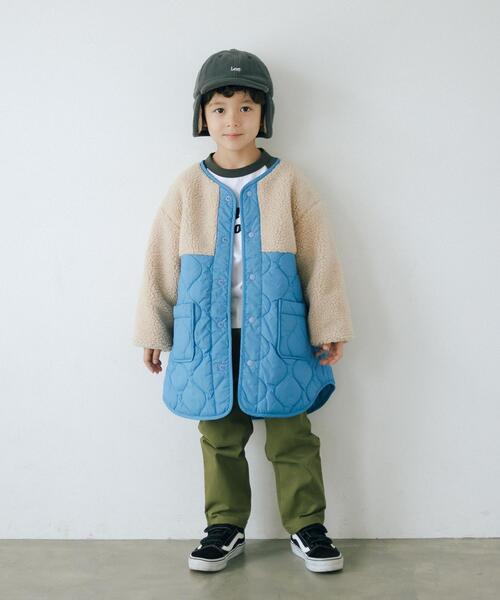 green label relaxing（グリーンレーベルリラクシング）の「TJ ボア×キルト コート 100-130cm（ノーカラーコート・キッズ・ブラック/コバルトブルー/ライトグレー・100cm/130cm/110cm/120cm）」の16枚目の写真