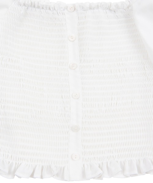 PUNYUS（プニュズ）の「シャーリングショートブラウス（シャツ/ブラウス・レディース・ブラック/ホワイト・4/1/2/3）」の14枚目の写真