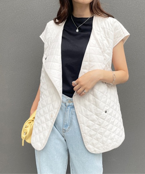 StyleSea（スタイルシー）の「ピーチキャンバスキルティングオーバーベスト（ベスト・レディース・ブラック/カーキ/アイボリー/ベージュ・MEDIUM）」の19枚目の写真