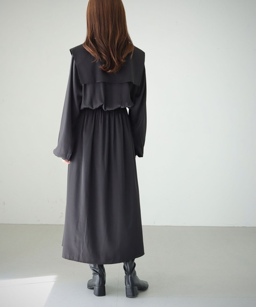 cheriella（シェリエラ）の「【cheriella】WEB限定ピーチサテンビッグカラーワンピース（ワンピース・レディース・ブラック/パープル/モカ・M）」の8枚目の写真