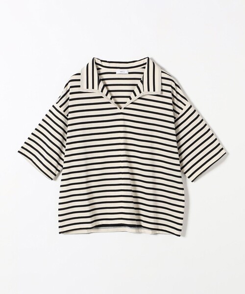 SHIPS any(シップス エニィ)の「SHIPS any:〈ウォッシャブル〉スキッパー カラー プルオーバー(Tシャツ/カットソー・レディース・オフホワイト/ブラック/その他・ONE SIZE)」の4枚目の写真