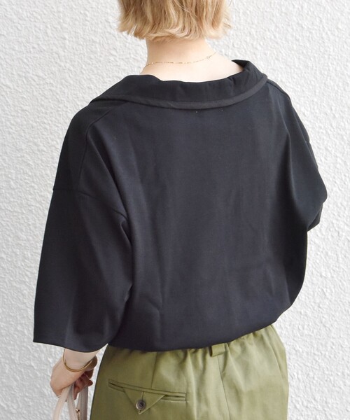 SHIPS any(シップス エニィ)の「SHIPS any:〈ウォッシャブル〉スキッパー カラー プルオーバー(Tシャツ/カットソー・レディース・オフホワイト/ブラック/その他・ONE SIZE)」の17枚目の写真