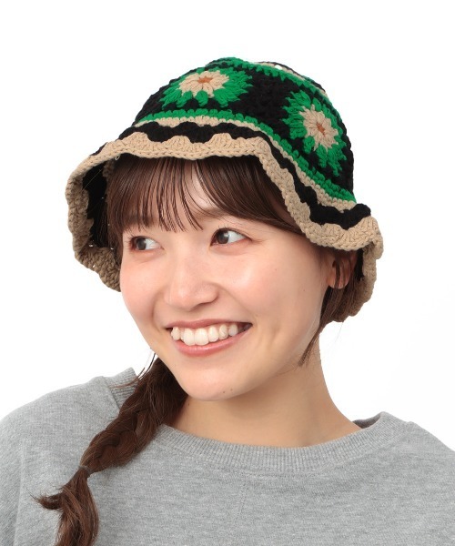 チチカカ（チチカカ）の「カラフルクロシェハット（ニットキャップ/ビーニー・レディース・ブルー/ブラック/ピンク・FREE）」の5枚目の写真