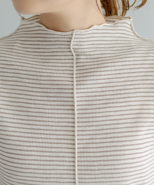 PUAL CE CIN（ピュアルセシン）の「プチハイネック　テレコ染め分けボーダーアソートロンT（Tシャツ/カットソー・レディース・ブラック/ベージュ/ピンク・FREE）」の11枚目の写真