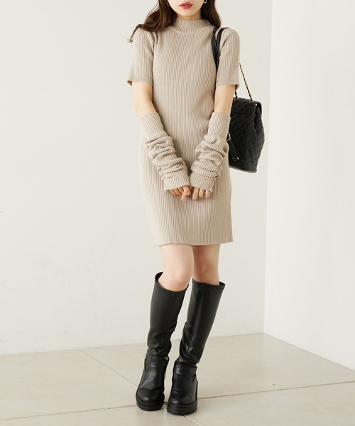 セール】【2022AW】ハイネックアームウォーマーミニワンピース