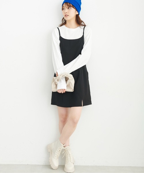 FREE'S MART（フリーズマート）の「◆Aラインミニキャミワンピース（ワンピース・レディース・ベージュ系その他/ブラウン系その他/ブラック・MEDIUM/SMALL）」の6枚目の写真