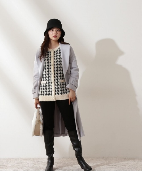 PROPORTION BODY DRESSING（プロポーションボディドレッシング）の「千鳥フェザーカーディガン / 1212274005（カーディガン/ボレロ・レディース・ブラウン/ホワイト系その他・MEDIUM/SMALL）」の4枚目の写真