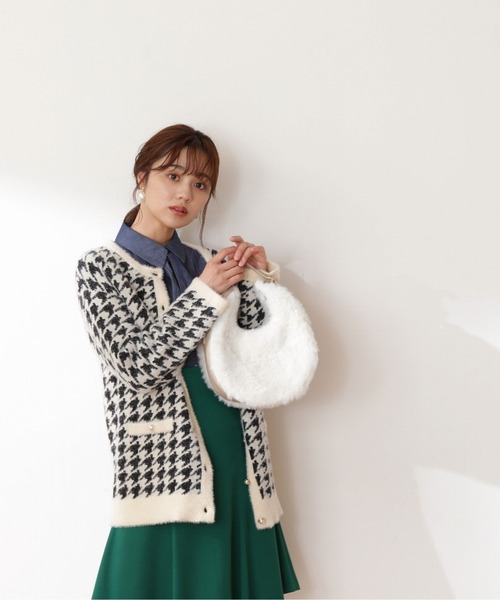 PROPORTION BODY DRESSING（プロポーションボディドレッシング）の「千鳥フェザーカーディガン / 1212274005（カーディガン/ボレロ・レディース・ブラウン/ホワイト系その他・MEDIUM/SMALL）」の5枚目の写真