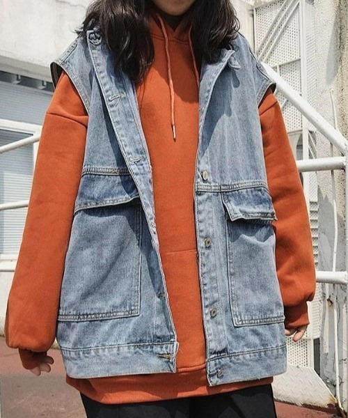 ARULE（アルール）の「A'GEM/9 × .kom『ARULE/アルール』オーバーフィット デニムベスト（ベスト・メンズ・ブルー・FREE）」の6枚目の写真