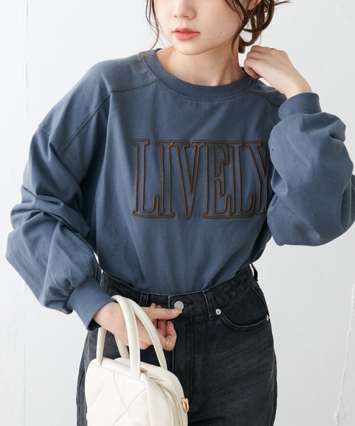 PUAL CE CIN(ピュアルセシン)の「シリコン刺繍ロングスリーブ(Tシャツ/カットソー・レディース・ネイビー/オフホワイト/グレイッシュベージュ・FREE)」の3枚目の写真