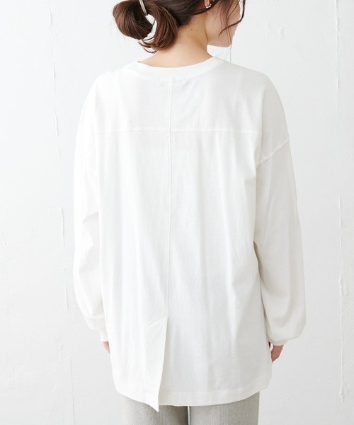 PUAL CE CIN(ピュアルセシン)の「シリコン刺繍ロングスリーブ(Tシャツ/カットソー・レディース・ネイビー/オフホワイト/グレイッシュベージュ・FREE)」の20枚目の写真