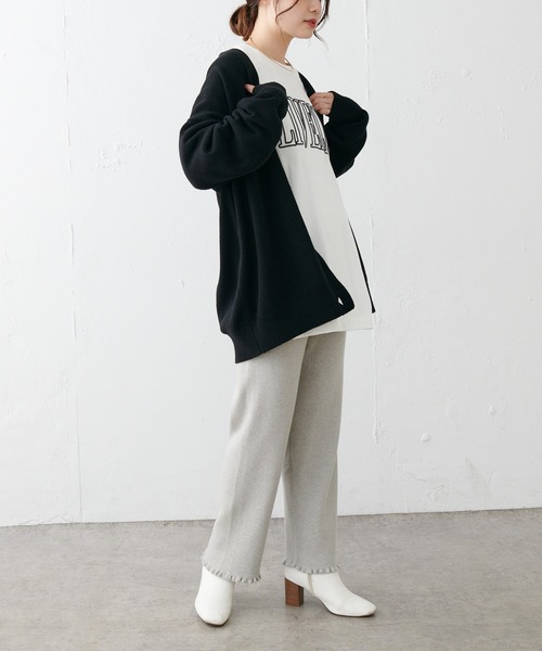 PUAL CE CIN(ピュアルセシン)の「シリコン刺繍ロングスリーブ(Tシャツ/カットソー・レディース・ネイビー/オフホワイト/グレイッシュベージュ・FREE)」の4枚目の写真