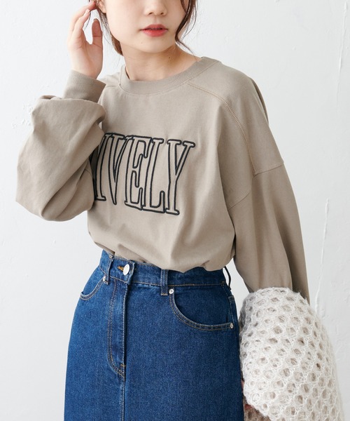 PUAL CE CIN(ピュアルセシン)の「シリコン刺繍ロングスリーブ(Tシャツ/カットソー・レディース・ネイビー/オフホワイト/グレイッシュベージュ・FREE)」の5枚目の写真