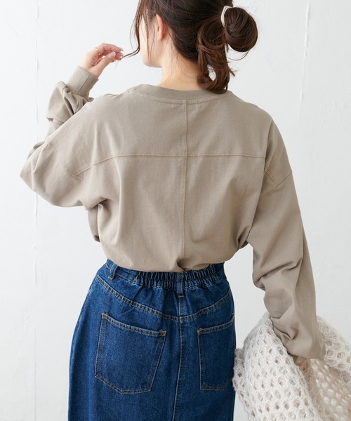 PUAL CE CIN(ピュアルセシン)の「シリコン刺繍ロングスリーブ(Tシャツ/カットソー・レディース・ネイビー/オフホワイト/グレイッシュベージュ・FREE)」の16枚目の写真