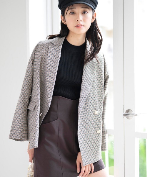 MISCH MASCH（ミッシュマッシュ）の「オータムテーラージャケット（テーラードジャケット・レディース・モカ/ネイビー/ハウンドトゥース・MEDIUM）」の17枚目の写真