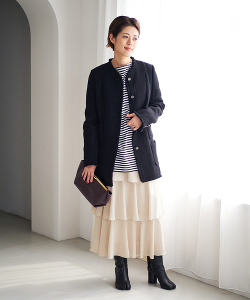 plage(プラージュ)の「Georgette Tiered スカート(スカート・レディース・ブラック/ベージュ・34/36/38)」の9枚目の写真