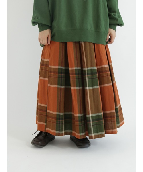 Samansa Mos2（サマンサ モスモス）の「コットンリネン柄アソートギャザースカート（スカート・レディース・ブラウン/オフホワイト/オレンジ/ブルー/チャコール・ﾌﾘ-）」の12枚目の写真