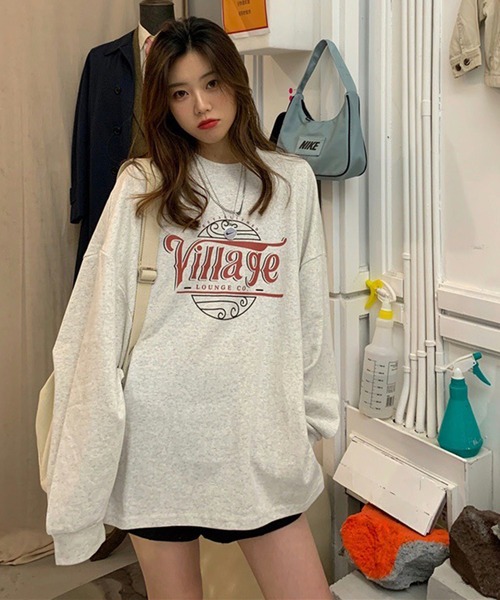 BASQUE magenta(バスクマゼンタ)の「カレッジロゴ オーバーサイズルーズL/Sカットソー(Tシャツ/カットソー・レディース・イエロー/ダークグレー/グレー・FREE)」の5枚目の写真