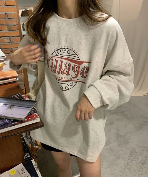 BASQUE magenta(バスクマゼンタ)の「カレッジロゴ オーバーサイズルーズL/Sカットソー(Tシャツ/カットソー・レディース・イエロー/ダークグレー/グレー・FREE)」の10枚目の写真