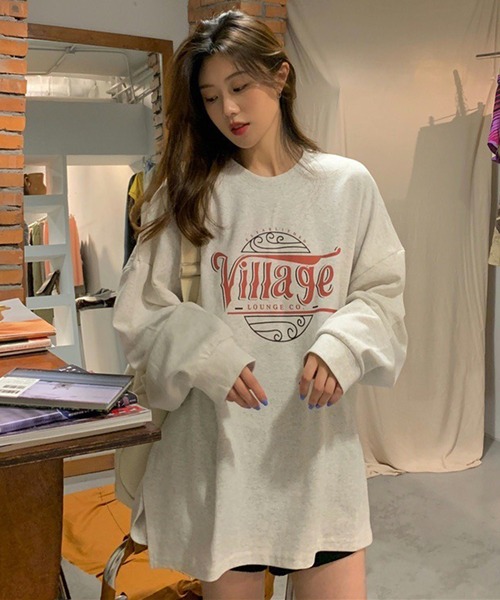 BASQUE magenta(バスクマゼンタ)の「カレッジロゴ オーバーサイズルーズL/Sカットソー(Tシャツ/カットソー・レディース・イエロー/ダークグレー/グレー・FREE)」の11枚目の写真