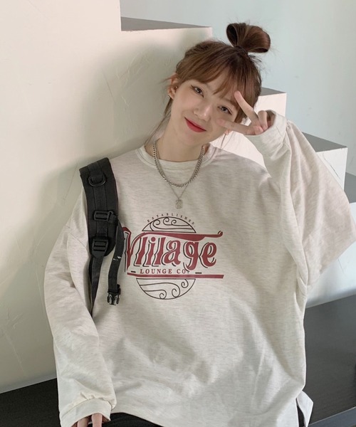 BASQUE magenta(バスクマゼンタ)の「カレッジロゴ オーバーサイズルーズL/Sカットソー(Tシャツ/カットソー・レディース・イエロー/ダークグレー/グレー・FREE)」の14枚目の写真