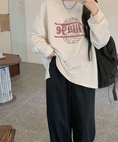 BASQUE magenta(バスクマゼンタ)の「カレッジロゴ オーバーサイズルーズL/Sカットソー(Tシャツ/カットソー・レディース・イエロー/ダークグレー/グレー・FREE)」の15枚目の写真