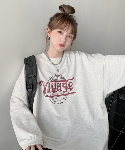 BASQUE magenta(バスクマゼンタ)の「カレッジロゴ オーバーサイズルーズL/Sカットソー(Tシャツ/カットソー・レディース・イエロー/ダークグレー/グレー・FREE)」の16枚目の写真