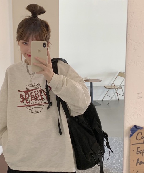 BASQUE magenta(バスクマゼンタ)の「カレッジロゴ オーバーサイズルーズL/Sカットソー(Tシャツ/カットソー・レディース・イエロー/ダークグレー/グレー・FREE)」の19枚目の写真