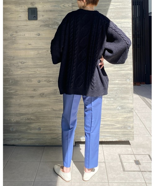 She's Closet（シーズクローゼット）の「モヘアライクケーブルアラン編みボリュームスリーブニットプルオーバー（ニット/セーター・レディース・アイボリー/モカ/グリーン/ブラック・FREE）」の13枚目の写真