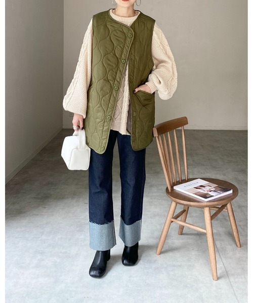 She's Closet（シーズクローゼット）の「モヘアライクケーブルアラン編みボリュームスリーブニットプルオーバー（ニット/セーター・レディース・アイボリー/モカ/グリーン/ブラック・FREE）」の14枚目の写真