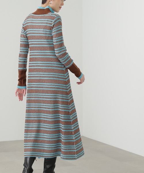 N.(N. Natural Beauty Basic)(エヌエヌナチュラルビューティーベーシック)の「【横田ひかるさん着用】◆ハーフジップボーダーリブワンピース(ワンピース・レディース・ブラウン系その他/ホワイト系その他/ライトグリーン系・MEDIUM)」の14枚目の写真