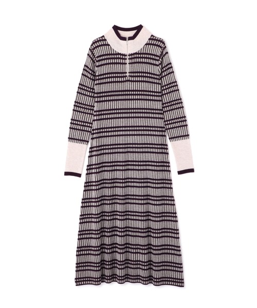 N.(N. Natural Beauty Basic)(エヌエヌナチュラルビューティーベーシック)の「【横田ひかるさん着用】◆ハーフジップボーダーリブワンピース(ワンピース・レディース・ブラウン系その他/ホワイト系その他/ライトグリーン系・MEDIUM)」の9枚目の写真