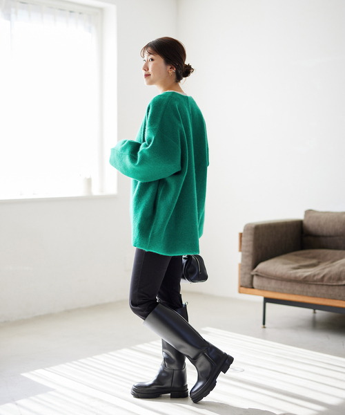 JOURNAL STANDARD（ジャーナルスタンダード）の「ダブルフェイスコクーンカーディガン（カーディガン/ボレロ・レディース・チャコールグレー/ベージュ/グリーン・FREE）」の20枚目の写真