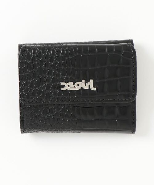 X-girl(エックスガール)の「【X-girl /エックスガール】 FAUX CROC MINI WALLET(財布・レディース・ブラック・FREE)」の1枚目の写真