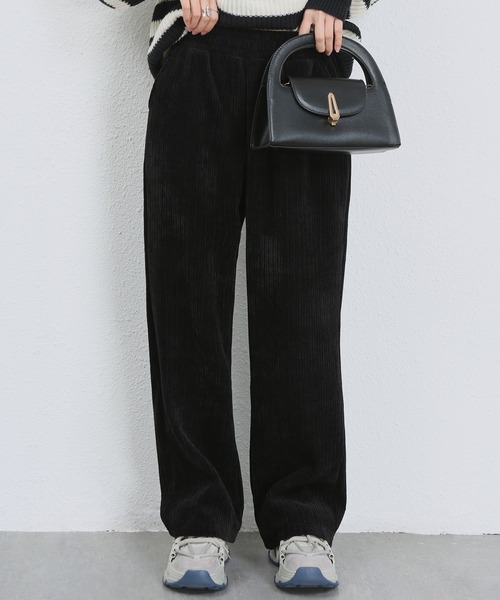 MAISON DE THERESE（メゾン ド テレーズ）の「暖かい裏毛コーデュロイワイドパンツ（その他パンツ・レディース・アイボリー/ブラック/アイボリー系・M/L/XL）」の9枚目の写真