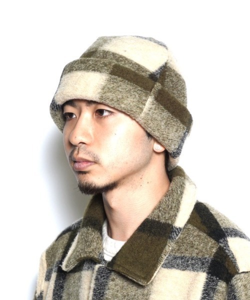 乱痴気（ランチキ）の「【MONOSTEREO】The MonoStereo Knit Plaid Beani（ニットキャップ/ビーニー・メンズ・グリーン系その他/オレンジ系その他・FREE）」の2枚目の写真
