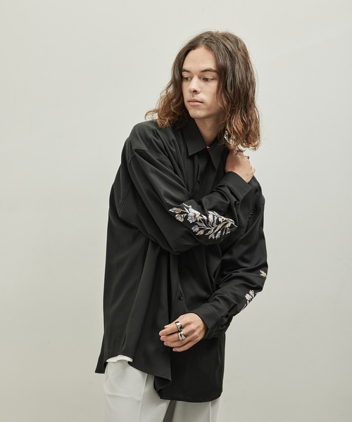 セール】【 UNISEX 】フラワーデコオーバーシャツ（シャツ