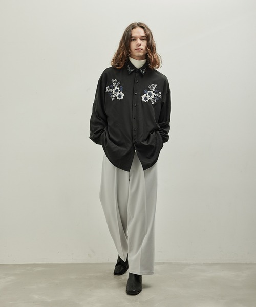セール】【 UNISEX 】フラワーデコオーバーシャツ（シャツ
