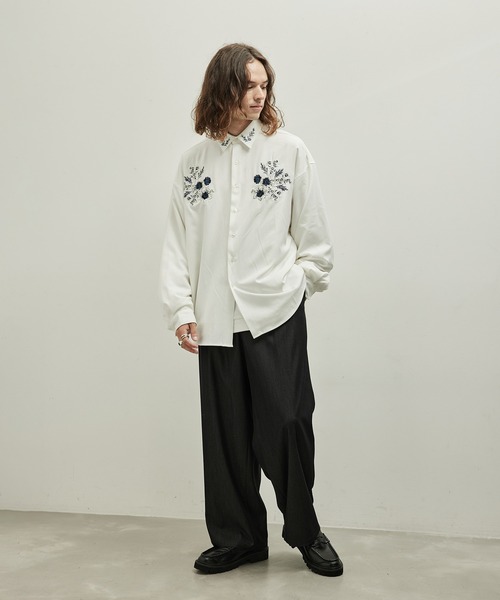 セール】【 UNISEX 】フラワーデコオーバーシャツ（シャツ