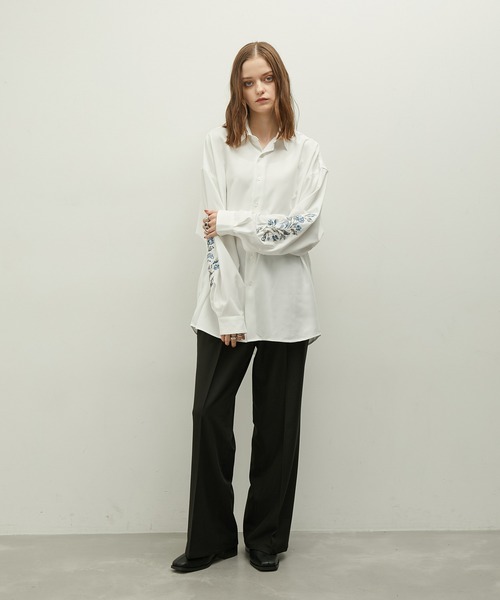 セール】【 UNISEX 】フラワーデコオーバーシャツ（シャツ/ブラウス