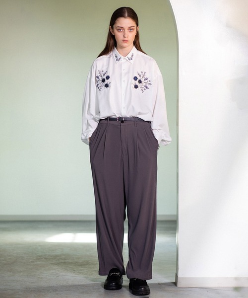 セール】【 UNISEX 】フラワーデコオーバーシャツ（シャツ/ブラウス