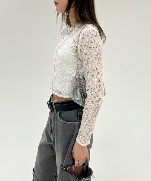 EPIMI E'PIMMY（エピミエピミー）の「フラワーレースブラウスカーディガン（カーディガン/ボレロ・レディース・オフホワイト/アイボリー/ブラック/オリーブ・MEDIUM）」の12枚目の写真