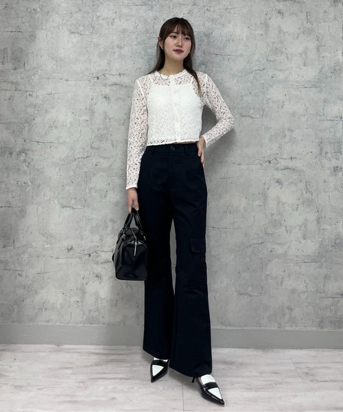 EPIMI E'PIMMY（エピミエピミー）の「フラワーレースブラウスカーディガン（カーディガン/ボレロ・レディース・オフホワイト/アイボリー/ブラック/オリーブ・MEDIUM）」の18枚目の写真